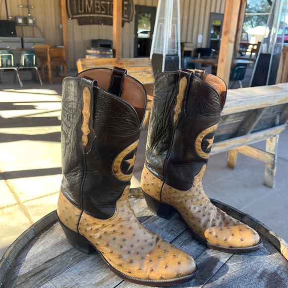Black Jack Full Quill Ostrich Cowboy Boots 10D Handmade USA LONE STAR INLAY main image 11